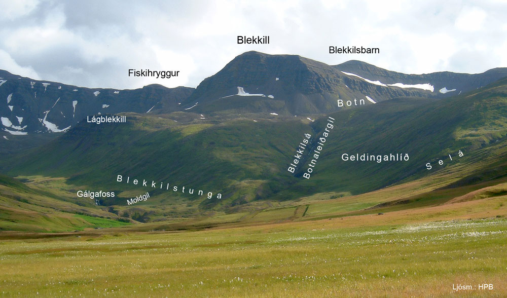 Blekkilsáin rennur um Botnaleiðargil
